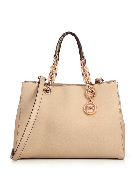 michael michael kors cynthia medium leather satche|Cynthia Medium Saffiano Leather Satchel .